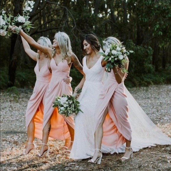 Shona Joy NWT Cocktail Draped Maxi Dress Pink Ballet 4 - Picture 5 of 9